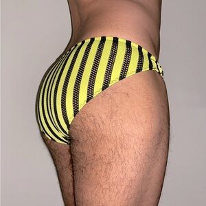 Striped Yellow and Black Men's Swim Briefs